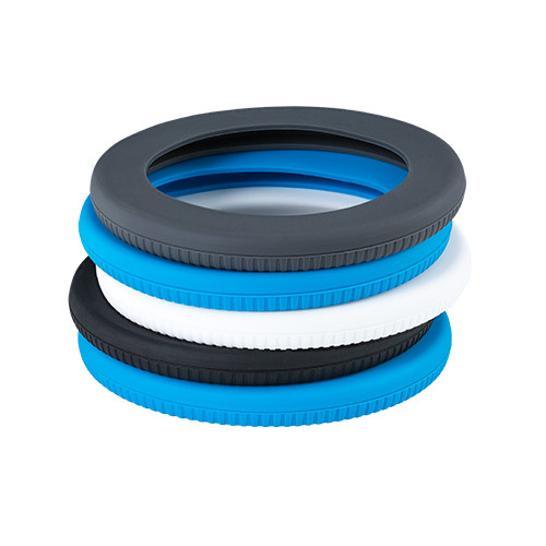 myMatola silicone rings in blue, black and white