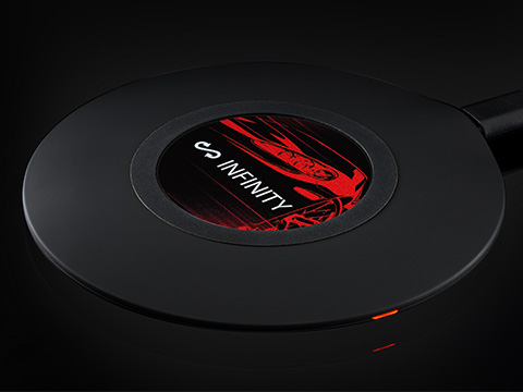 Wireless Charger REEVES-OCEANSIDE black 15 Watt with refinement in red black printed Wireless Charger REEVES-OCEANSIDE black 15 Watt