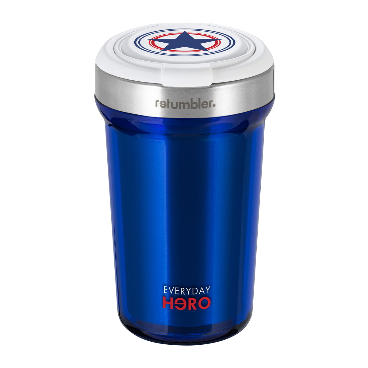 Thermo mug RETUMBLER-myVivero "Every Day-Hero" white / blue branded sample Thermo mug RETUMBLER-myVivero "Every Day-Hero" white / blue branded sample