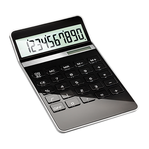 Solar pocket calculator REEVES-NEAPEL in black - 60162-BK black shiny desk calculator