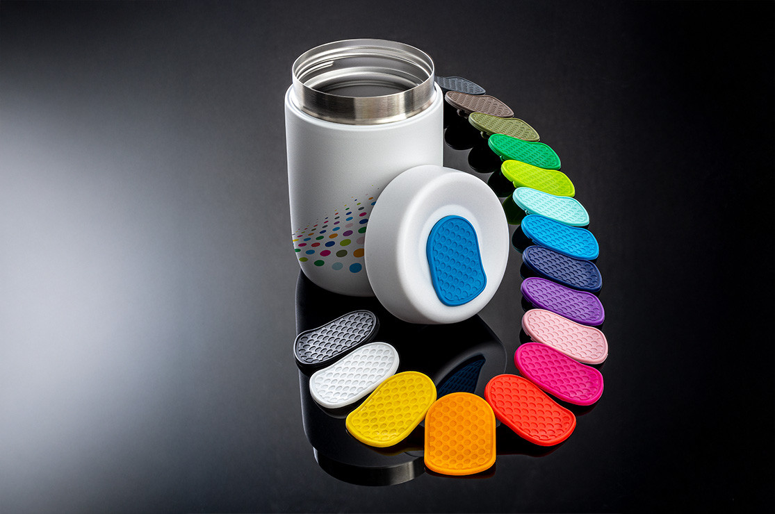 Lunchpot isotherme personnalisable RE98-myNizza avec aérateurs en silicone et finition Lunchpot isotherme personnalisable RE98-myNizza blanc avec aérateur en silicone disponible en 17 couleurs