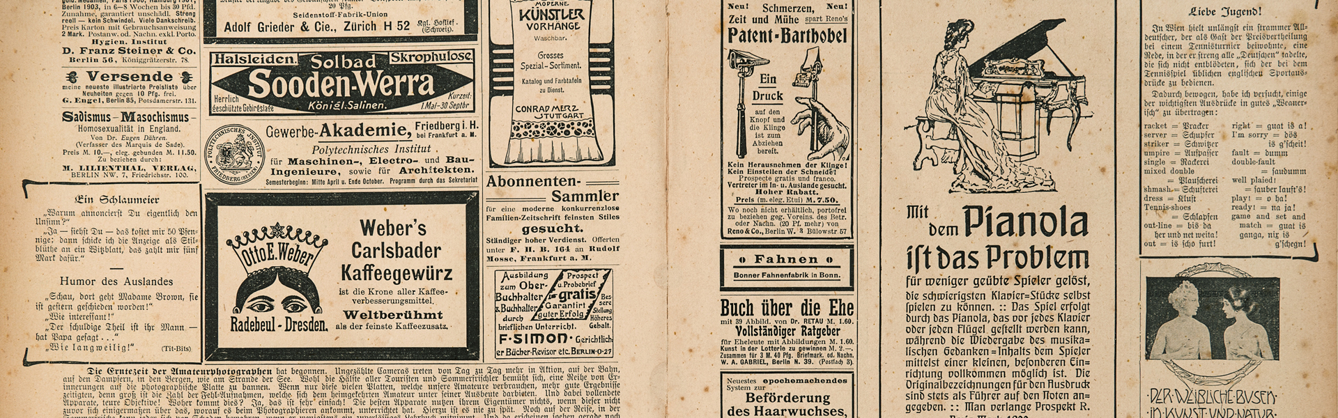 Die Geschichte des Werbeartikelmarktes Historische Zeitung mit Anzeigen