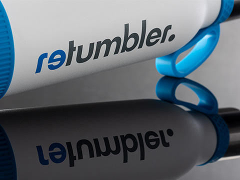 Drinking bottle RETUMBLER-myToulon II 820 with branding White drinking bottle myToulon II with promotional print