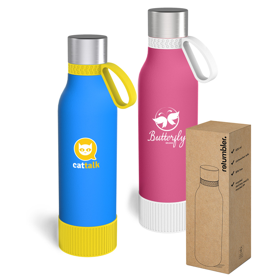 Customised version for drinking bottle RETUMBLER-myToulon II 820 Drinking bottles in special colours with brown gift packaging