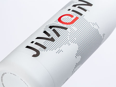 360-degree print on myToulon Glass bottle All-around print on glass bottle with sample logo