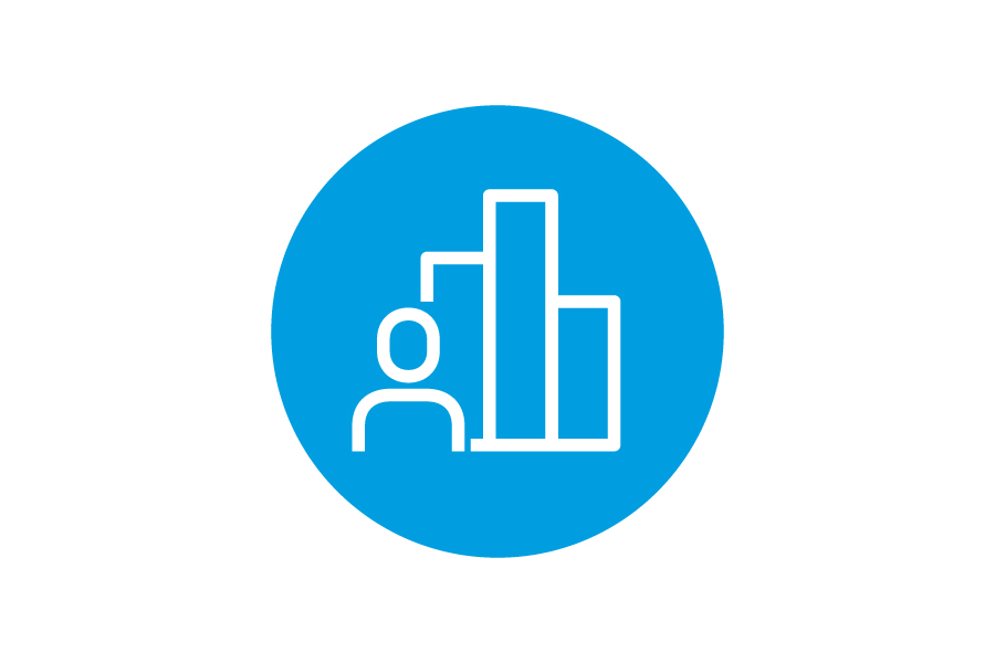 Individuele ondersteuning Icoon Persona met staafdiagram-pictogram