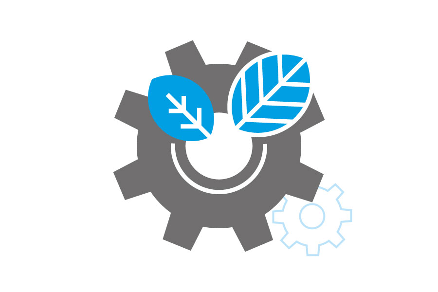 Graphic process sustainability Graphic gears and leaves