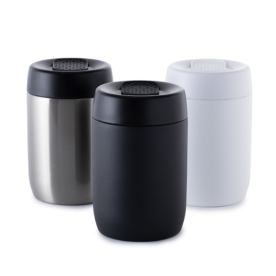 stainless steel insulated Lunch Pot three Thermo Lunch Pots - black, silver, and white