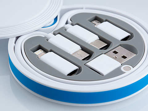 Cable set myConvertics as design promotional item Cable set with adapters in white from REFLECTS