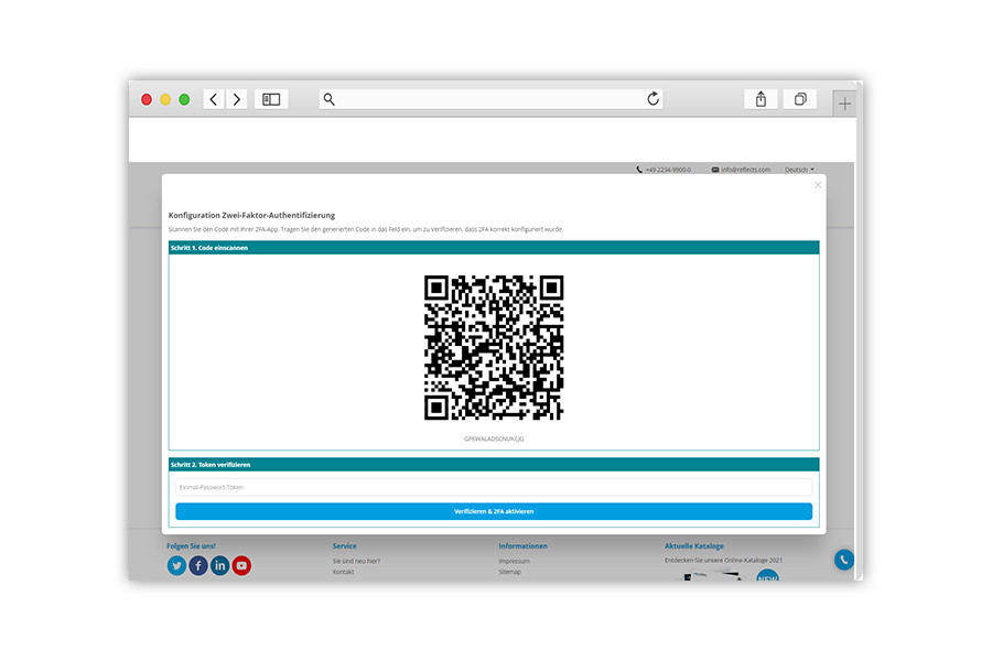 REFLECTS Loginbereich - Zwei-Faktor-Authentifizierung REFLECTS Loginbereich - Zwei-Faktor-Authentifizierung aktivieren