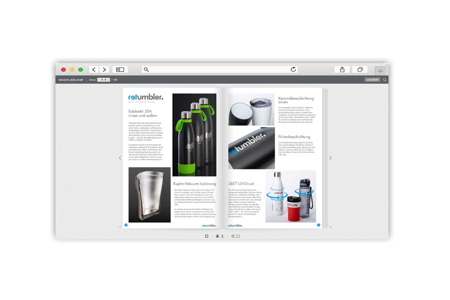 Screenshot Onlinekatalog von Reflects