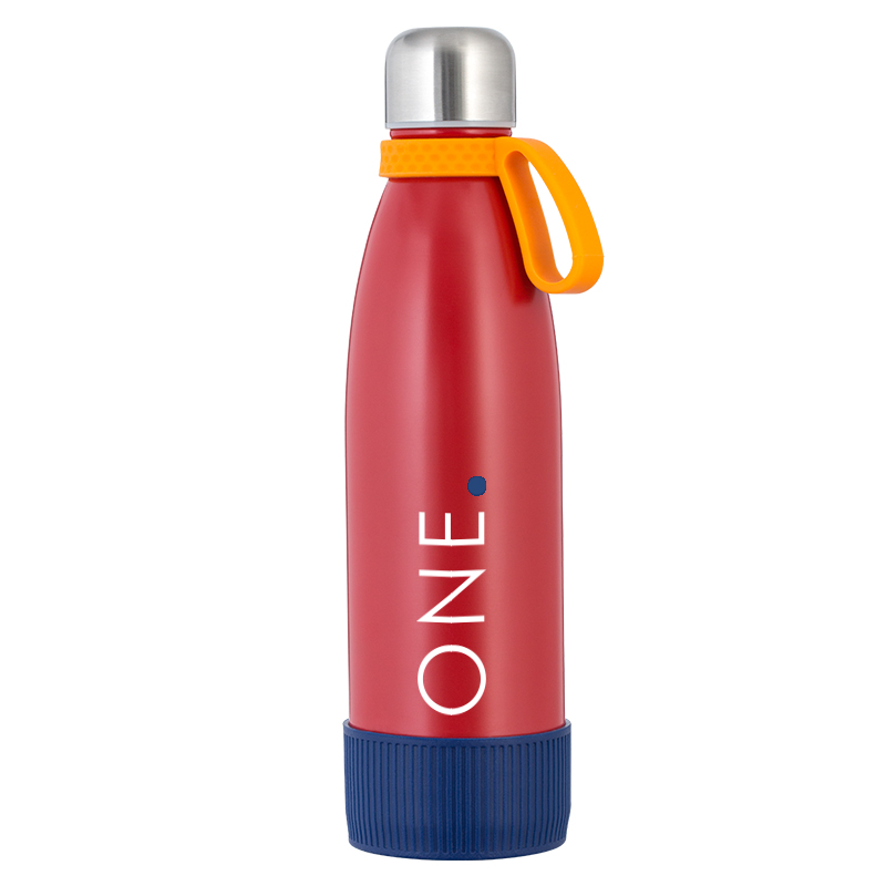 myToulon bouteille avec logo, anneau et manchon myToulon bouteille avec logo, bague orange et sleeve bleu