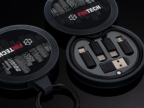 myConvertics promotional design item developed in-house Cable set with adapters in black from REFLECTS