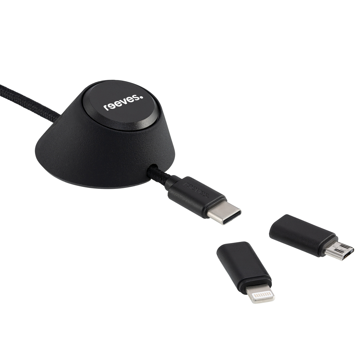 6-in-1 Ladekabel inkl. Kabelhalter REEVES-CONVERTICS DESKTOP "REEVES" schwarz / schwarz veredeltes Muster 6-in-1 Ladekabel inkl. Kabelhalter REEVES-CONVERTICS DESKTOP "REEVES" schwarz / schwarz veredeltes Muster
