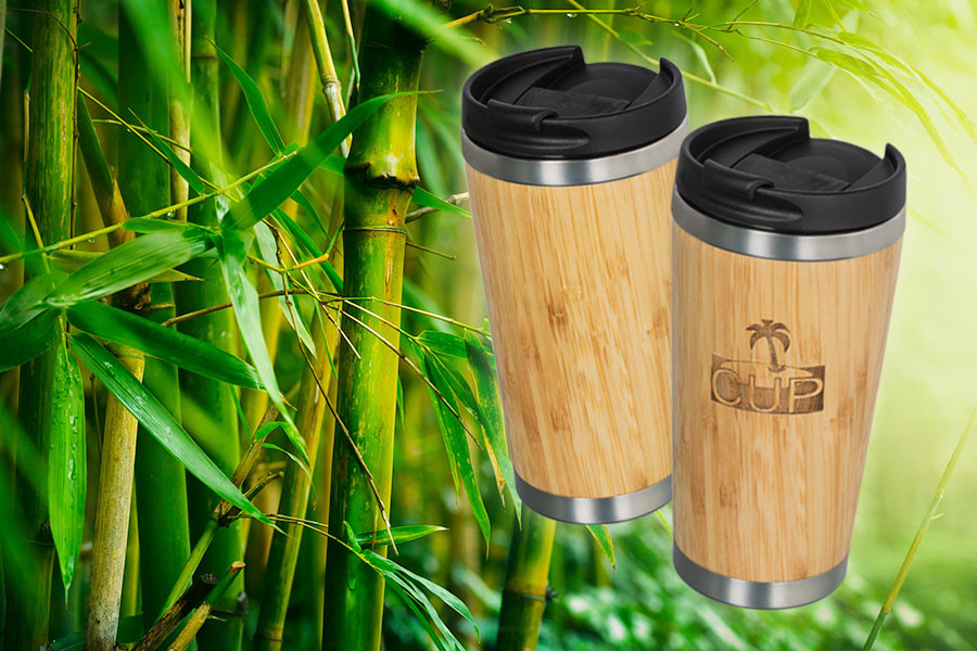 Double-walled bamboo coffee mug  sustainable bamboo cups