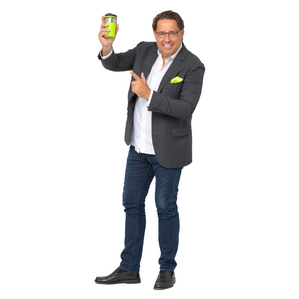 Meinhard Mombauer Managing Director of Reflects GmbH Meinhard Mombauer with thermo mug