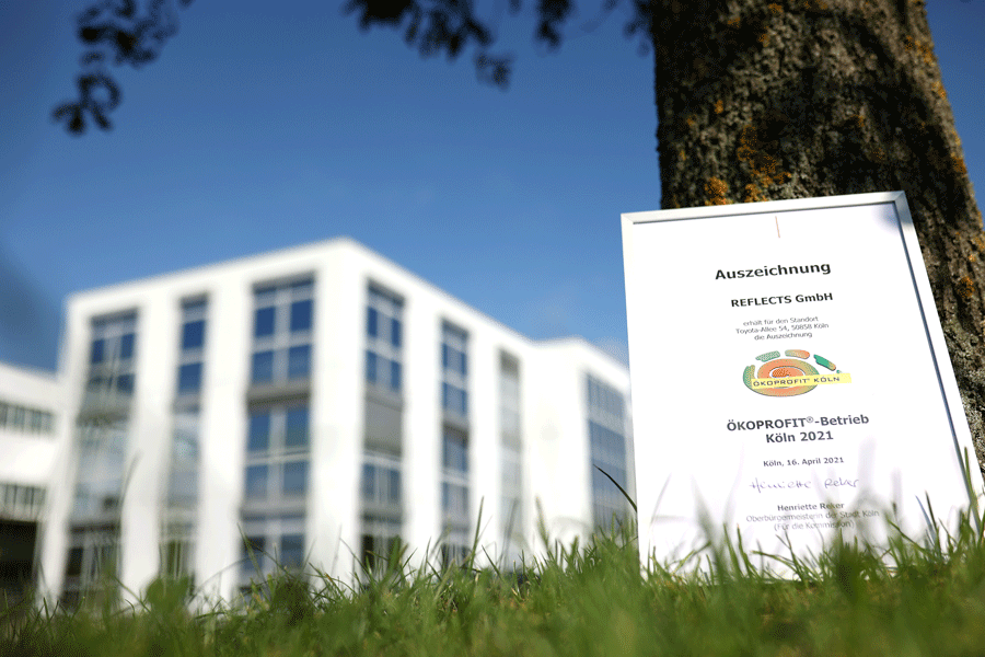 REFLECTS GmbH is Oekoprofit certified Oekoprofit certificate for REFLECTS from Cologne