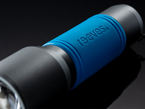 Configurable torch REEVES-myFlash Torch with handle sleeve with laser-engraved logo