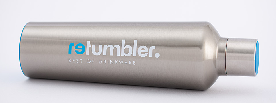Thermoflasche myDrinqeo mit RETUMBLER Logo Thermoflasche myDrinqeo mit RETUMBLER Tampondruck