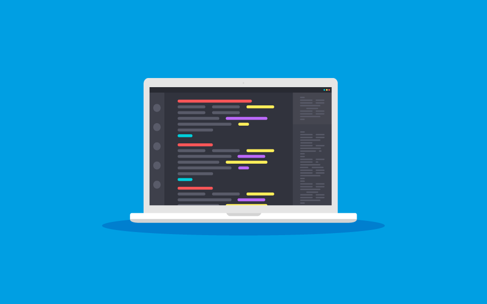 Grafik Stellenanzeige Entwickler REFLECTS Grafik Laptop mit Code