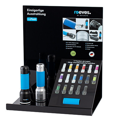 Présentoir - Lampe de poche REEVES-myFlash Écran de la lampe de poche REEVES-myFlash