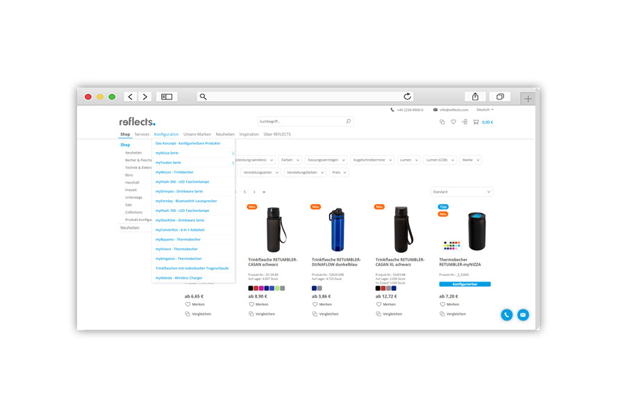 Screenshot Navigation Konfiguration Screenshot Navigation Konfiguration Reflects Webseite