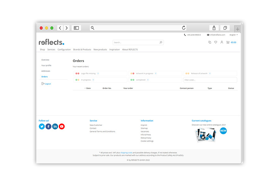 REFLECTS order overview REFLECTS order status