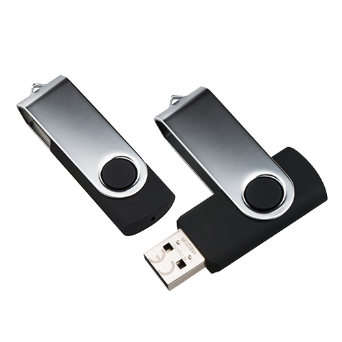 USB stick 51126 black USB stick with hinged protective cap in silver