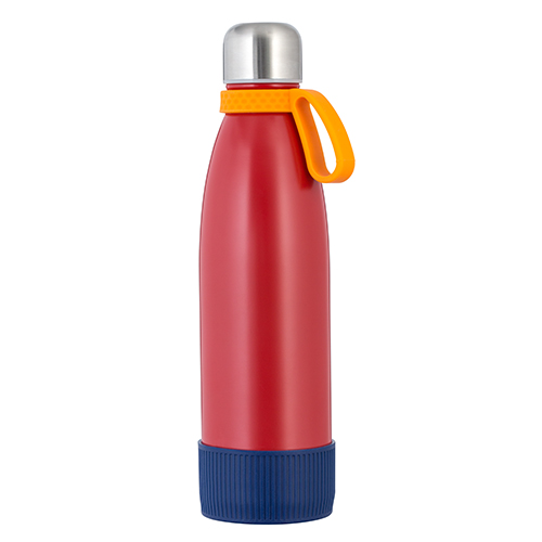 rote myToulonj Flasche mit Ring orange und Sleeve blau rote Flasche myToulon mit Ring organge und Sleeve blau