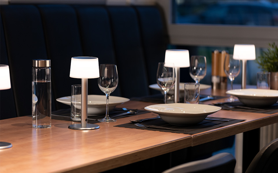 Table lamps as promotional items Ambient table lamps on decorated tables