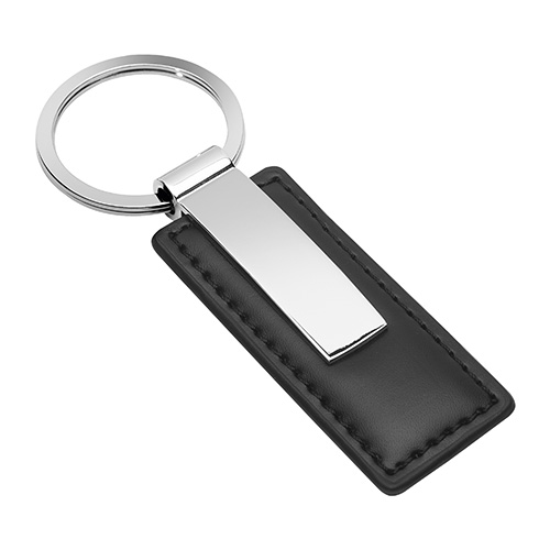 Schluesselanhaenger als RE98 Werbeartikel schwarzer Schluesselanhaenger RE98-PERRIS RECTANGULAR mit silber