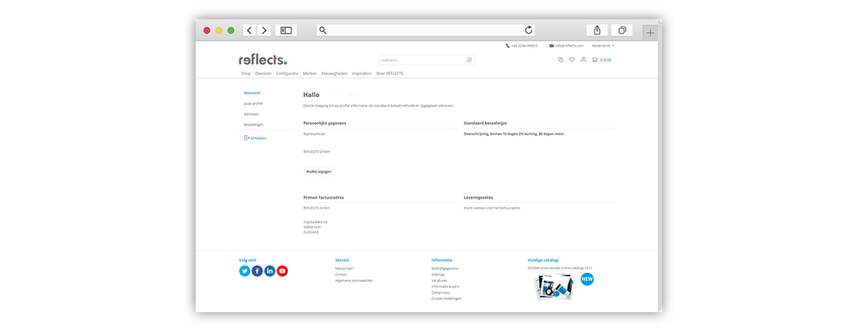 REFLECTS login gebied REFLECTS login gebied - Persoonsgegevens en adressen