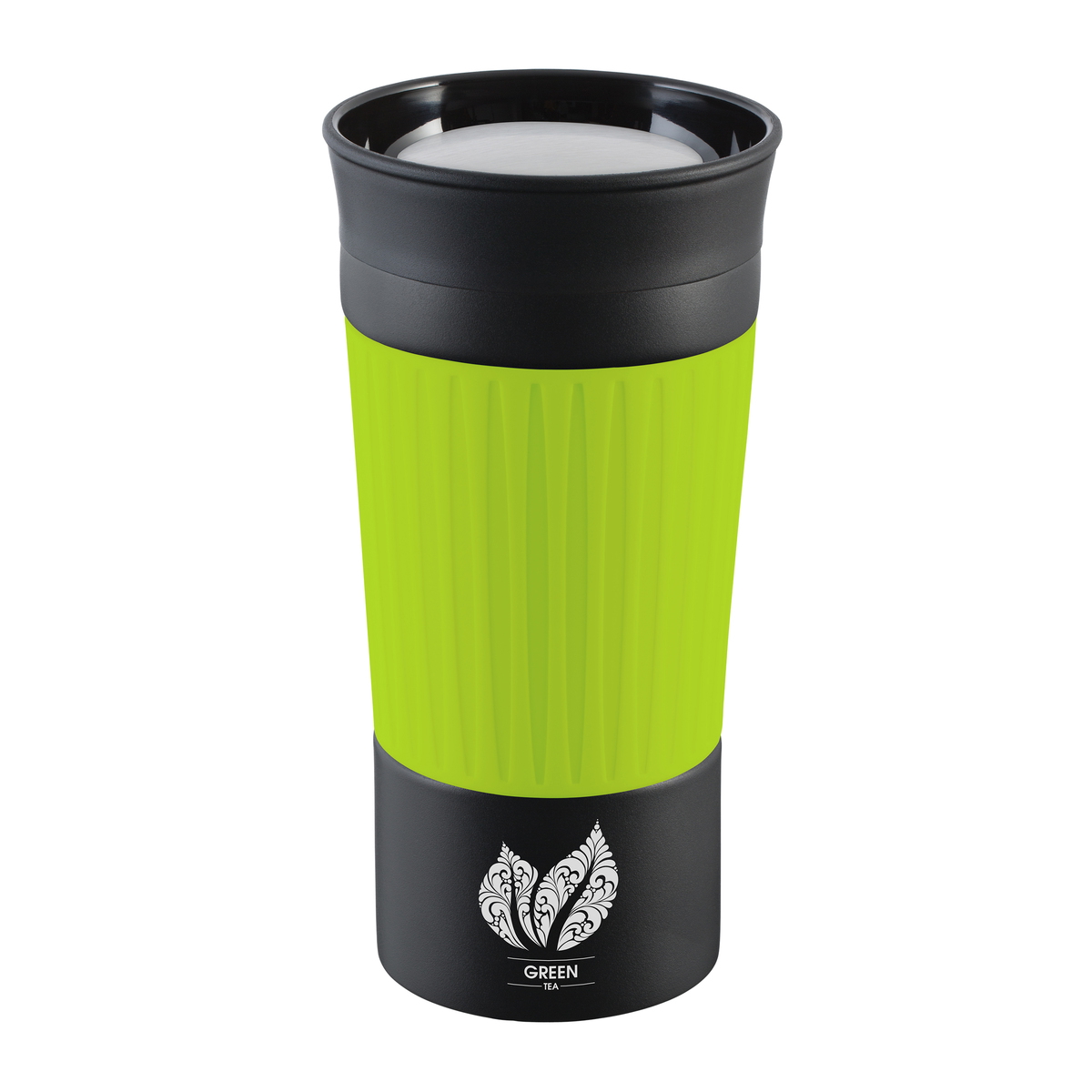 Thermo mug RETUMBLER-myKINGSTON "Green Tea" black / light green branded sample Thermo mug RETUMBLER-myKINGSTON "Green Tea" black / light green branded sample