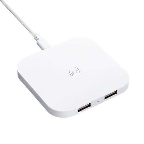Square, white wireless charger 