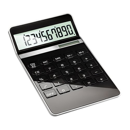 black shiny desk calculator