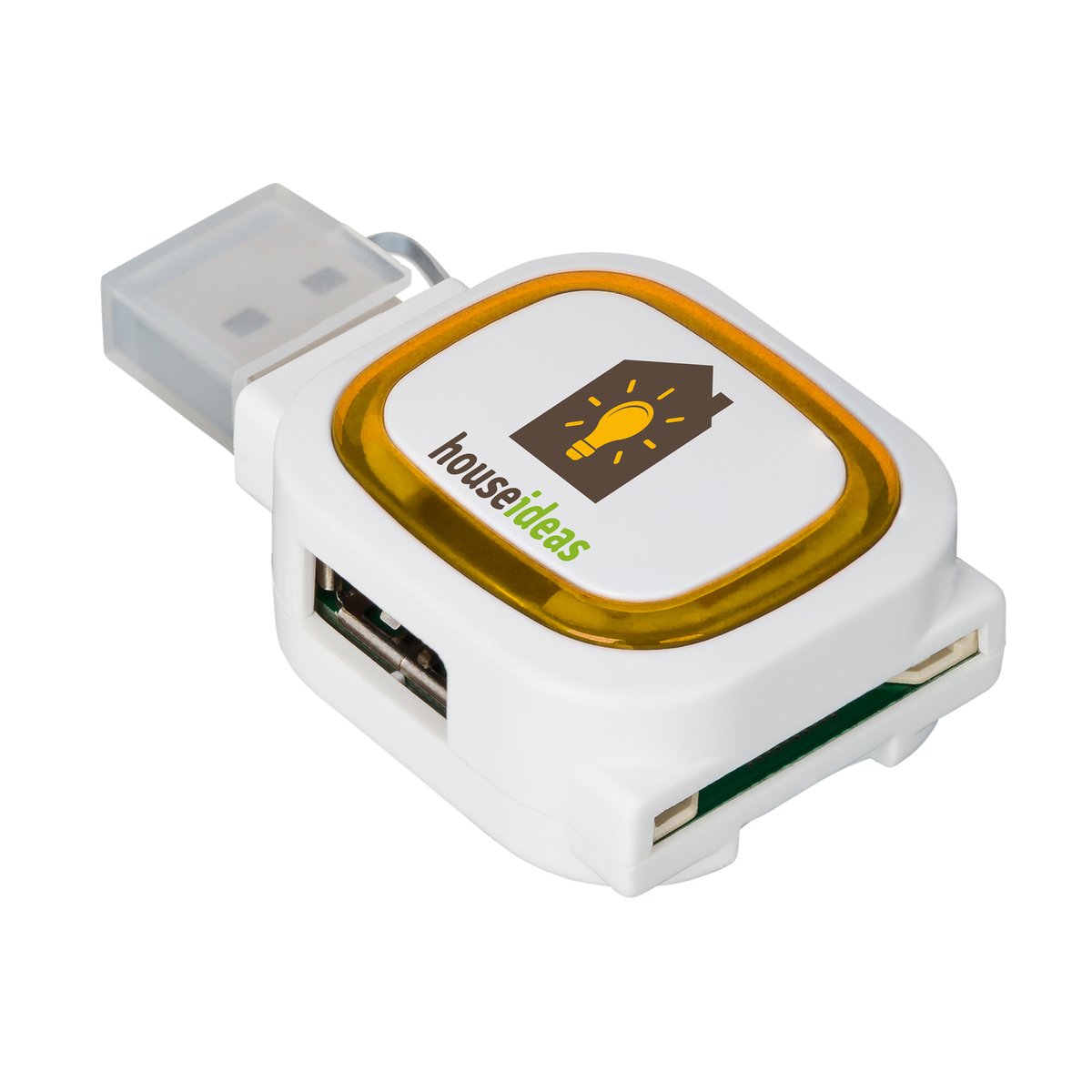 USB-Hub mit 2 Anschlüssen und Speicherkartenlesegerät COLLECTION 500 orange