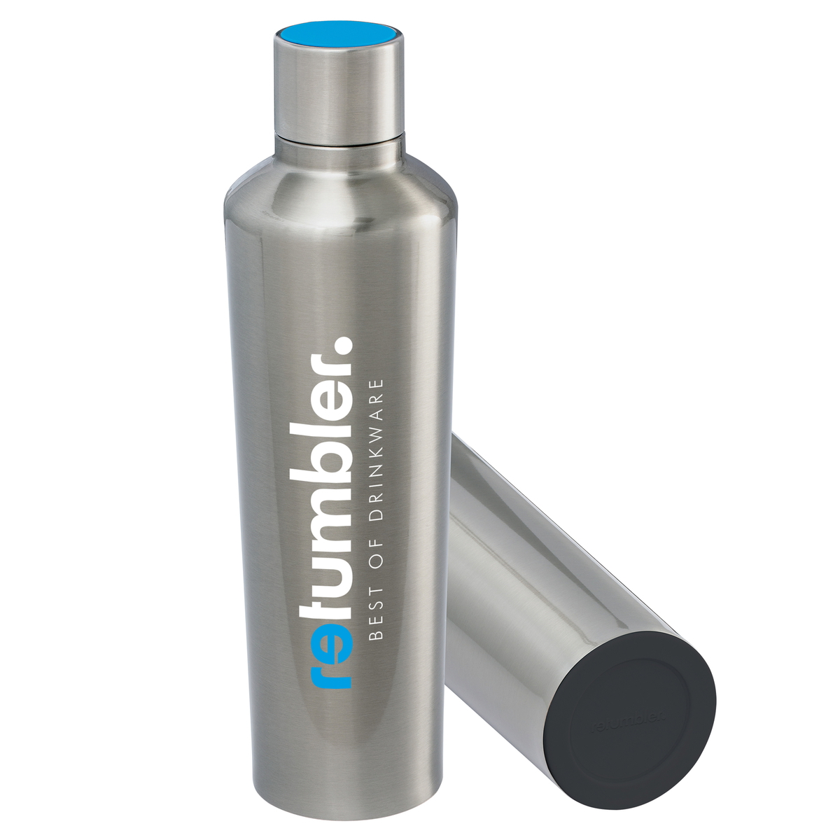 Thermo Drinking Bottle RETUMBLER-myDRINQEO 770 "RETUMBLER" silver branded sample Thermo Drinking Bottle RETUMBLER-myDRINQEO 770 "RETUMBLER" silver branded sample
