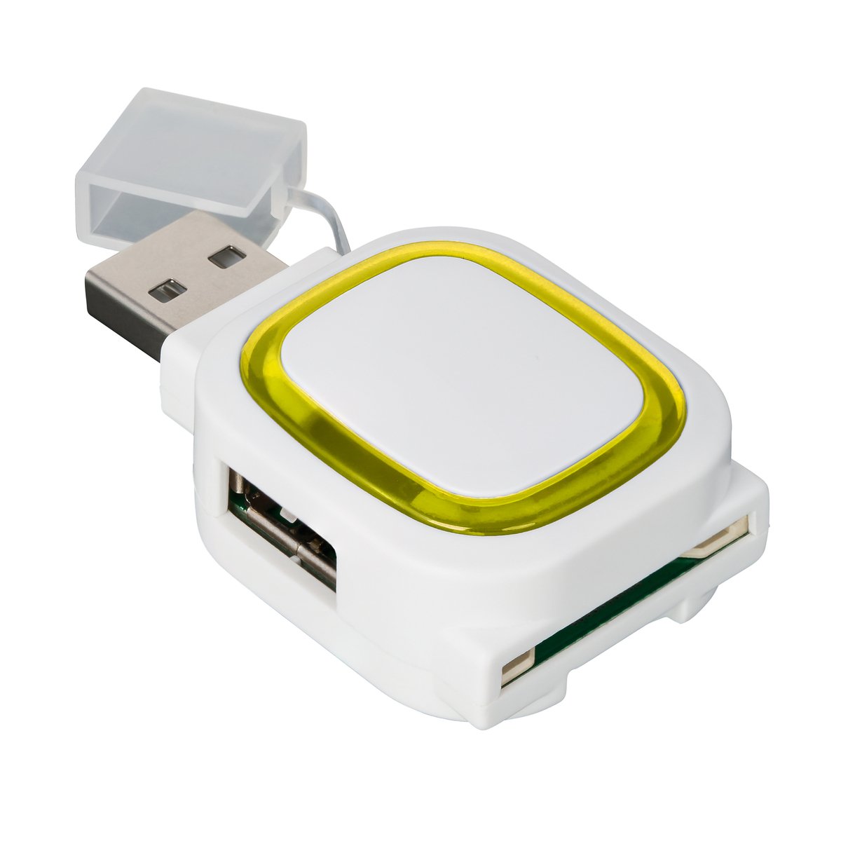 USB-Hub mit 2 Anschlüssen und Speicherkartenlesegerät COLLECTION 500 gelb