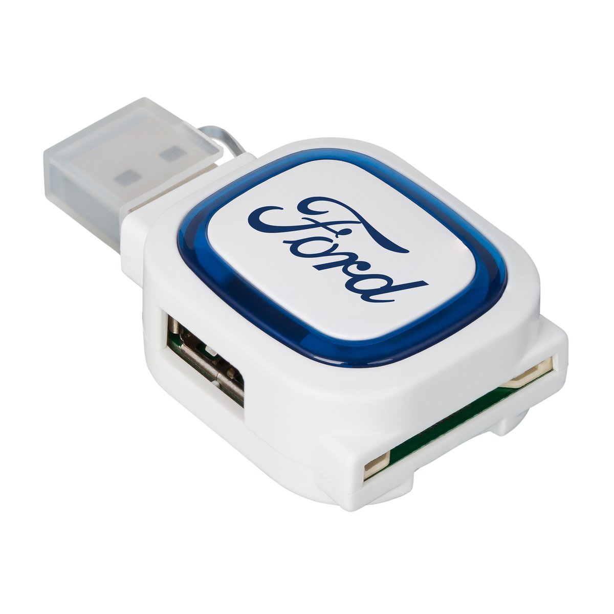 2-port USB hub and card reader COLLECTION 500 blue