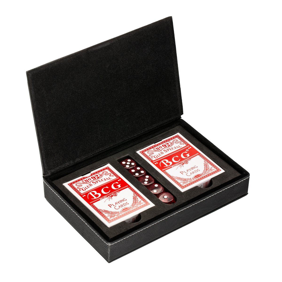 Playing cards set with box REFLECTS-SALAMINA black branded sample