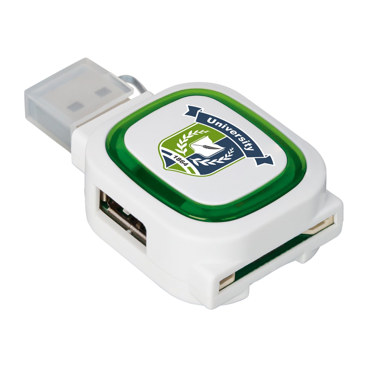 2-port USB hub and card reader COLLECTION 500 green