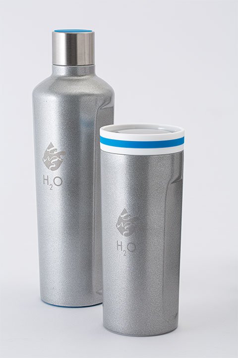 mySteelOne bottle and mug in silver with laser engraving