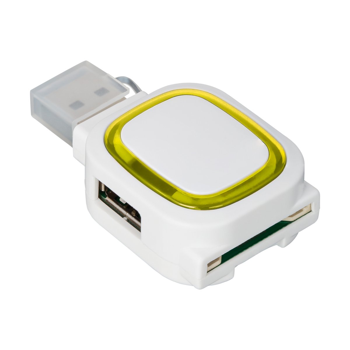 USB-Hub mit 2 Anschlüssen und Speicherkartenlesegerät COLLECTION 500 gelb
