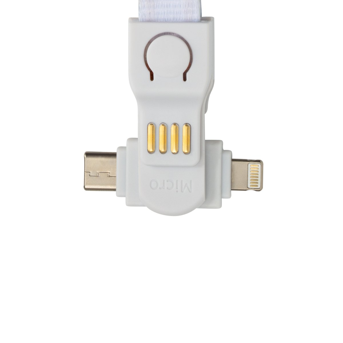 Cable de Charge avec Connexion 3 en 1 Lanyard Charging Cable / Micro+8pin & USB-C / 90cm