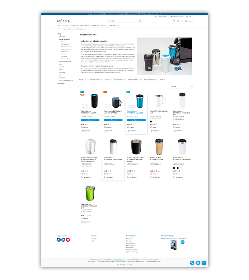 Screenshot Listing Reflects Kompletter Screenshot einer Listingpage der Reflects Webseite