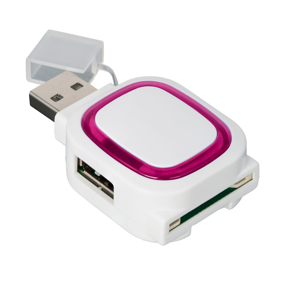 2-port USB hub and card reader COLLECTION 500 magenta