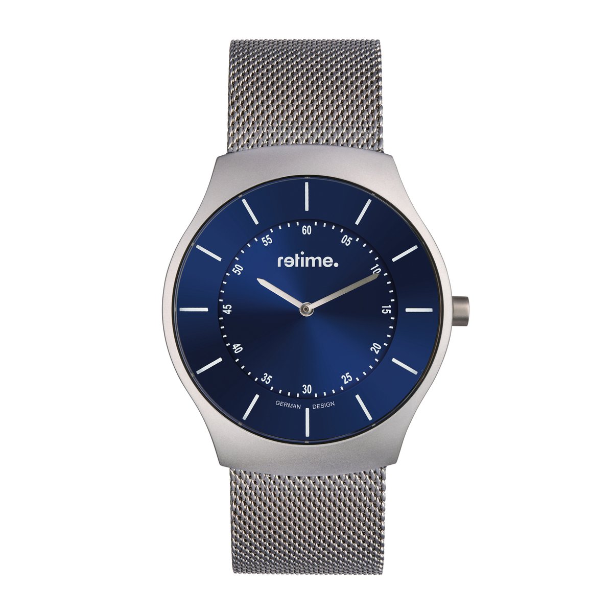 Armbanduhr RETIME-DESIGN 550-3 silber/blau 43mm