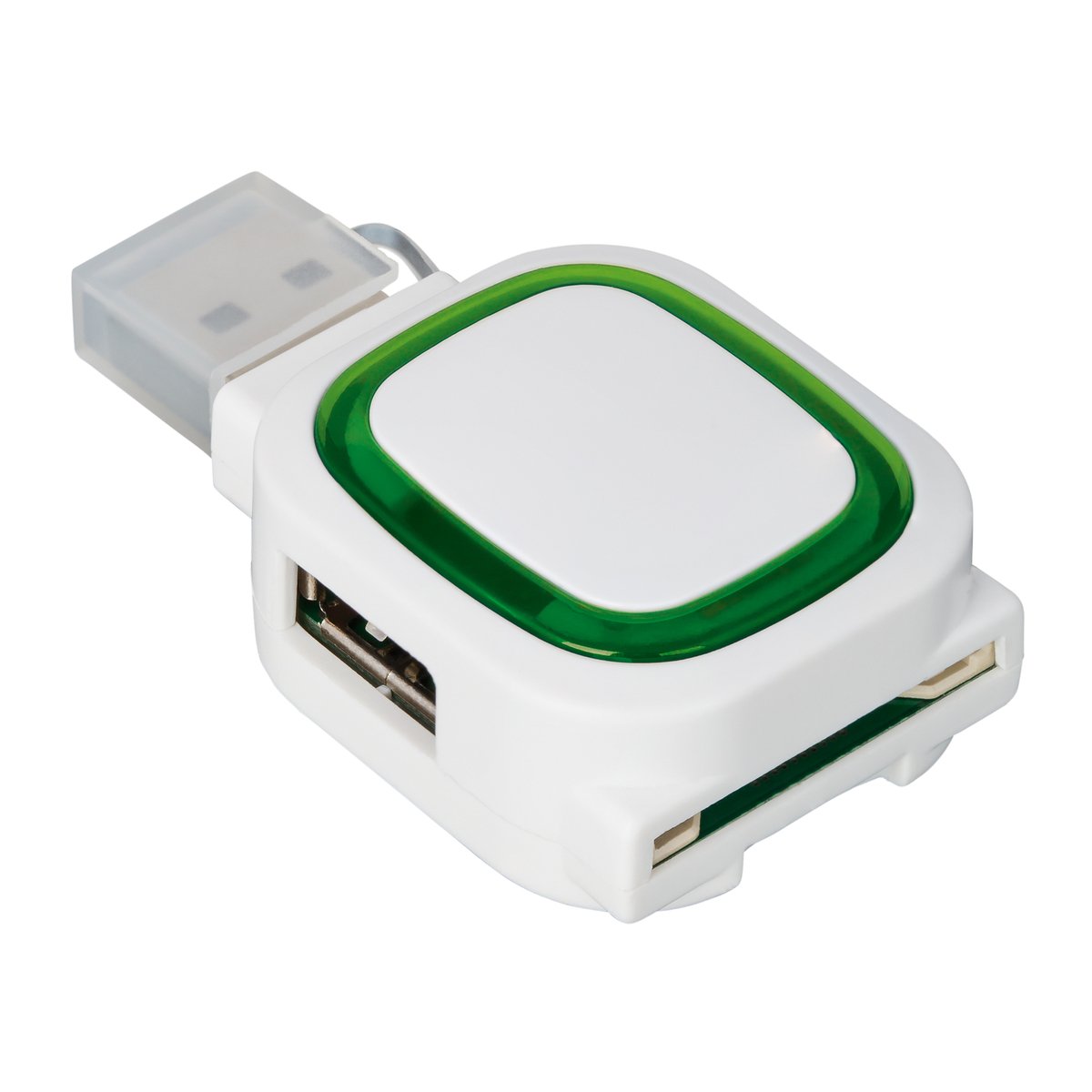 2-port USB hub and card reader COLLECTION 500 green