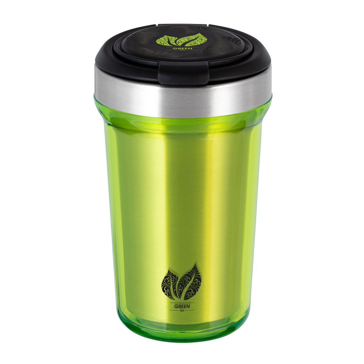 Thermo mug RETUMBLER-myVivero "Green Tea" black/green branded sample