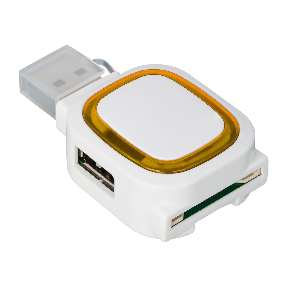 USB-Hub mit 2 Anschlüssen und Speicherkartenlesegerät COLLECTION 500 orange